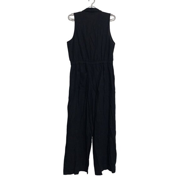Universal Thread Womens Sleeveless Black Button-Down Jumpsuit With Pockets - Picture 10 of 12